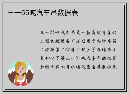 三一55吨汽车吊数据表