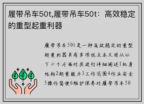 履带吊车50t,履带吊车50t：高效稳定的重型起重利器