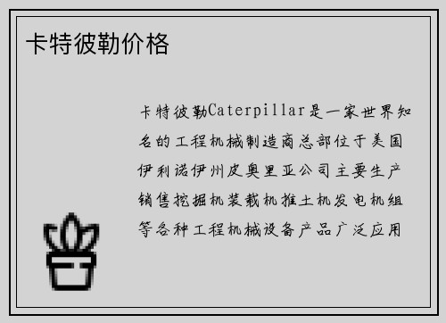 卡特彼勒价格